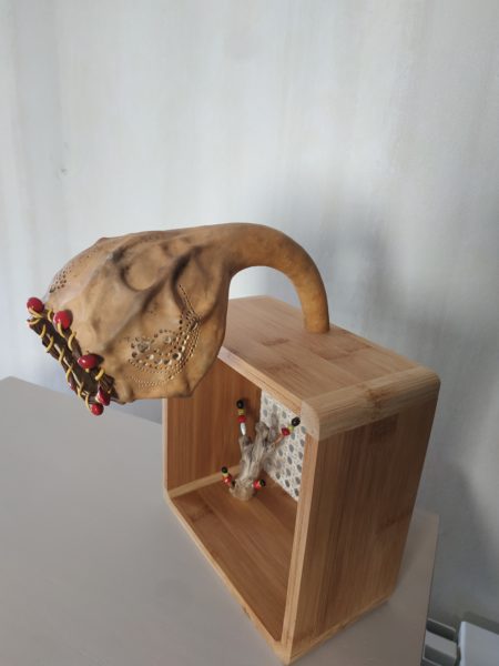 Lampe en bois, calebasse graines – Image 4