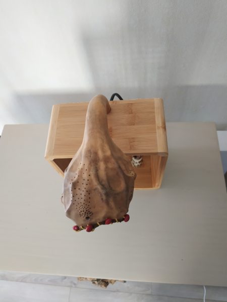 Lampe en bois, calebasse graines – Image 5