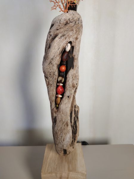 Lampe en bois flotté graines et gorgone – Image 3