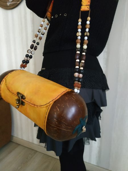 Sac à main en cuir noix de coco et graines – Image 4