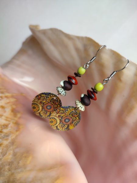 Boucles d'oreilles ronde fleurs