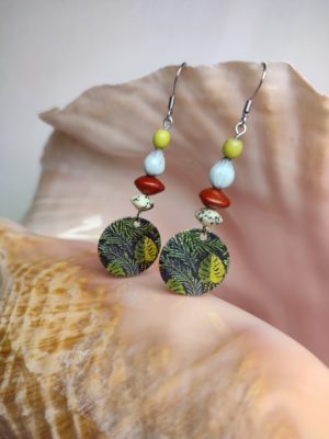 Boucles d'oreilles ronde monstera