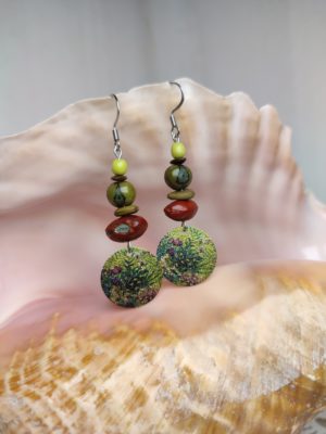 Boucles d'oreilles ronde feuillage