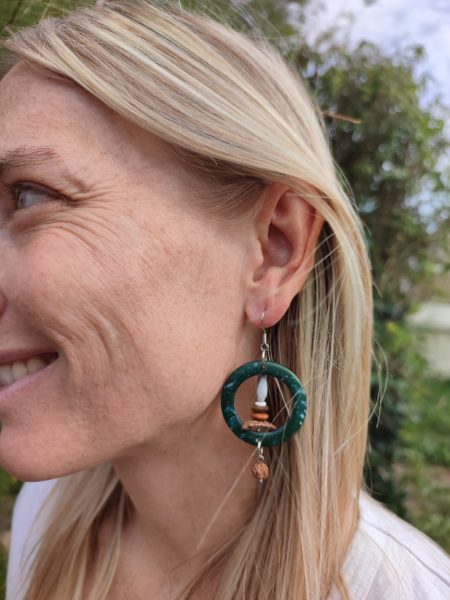 Boucles d'oreilles cercle coco bleu – Image 2